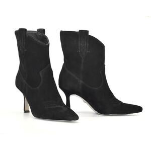 B5 Auth SAM EDELMAN Moe Black Suede Western Pointed Toe Boot Shoes Size 6M $145